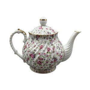 lefton goffon Rose Bone China Gold Trim Floral Pattern Japan Teapot Lid 7236READ